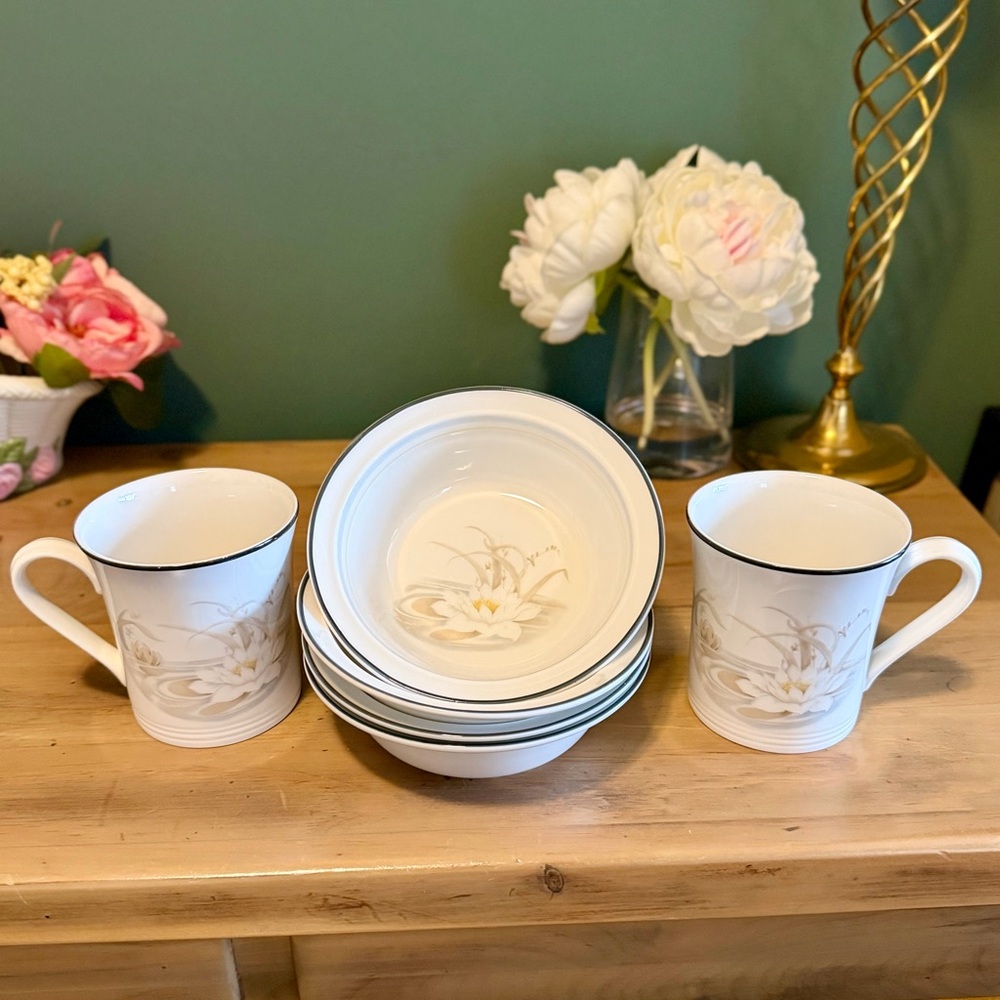 Royal Doulton Fresh Flowers Hampstead LS1053 Replacement Set | 2 Cups 4 Bowls